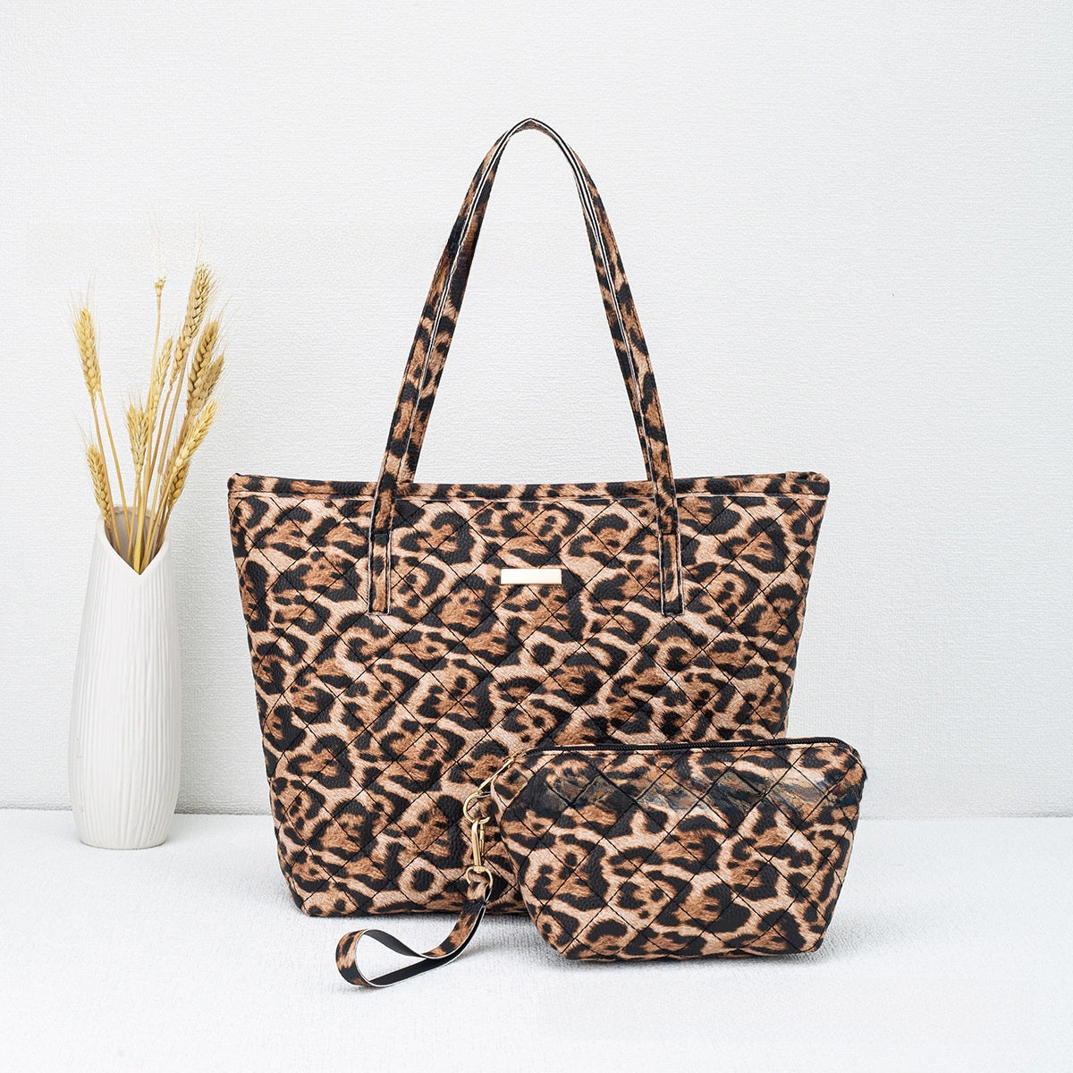 PU Embroidery Shoulder Tote Bag Set PremiumNest