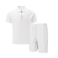 Men's Waffle Knit Short Sleeve T-Shirt and Shorts Set PremiumNest