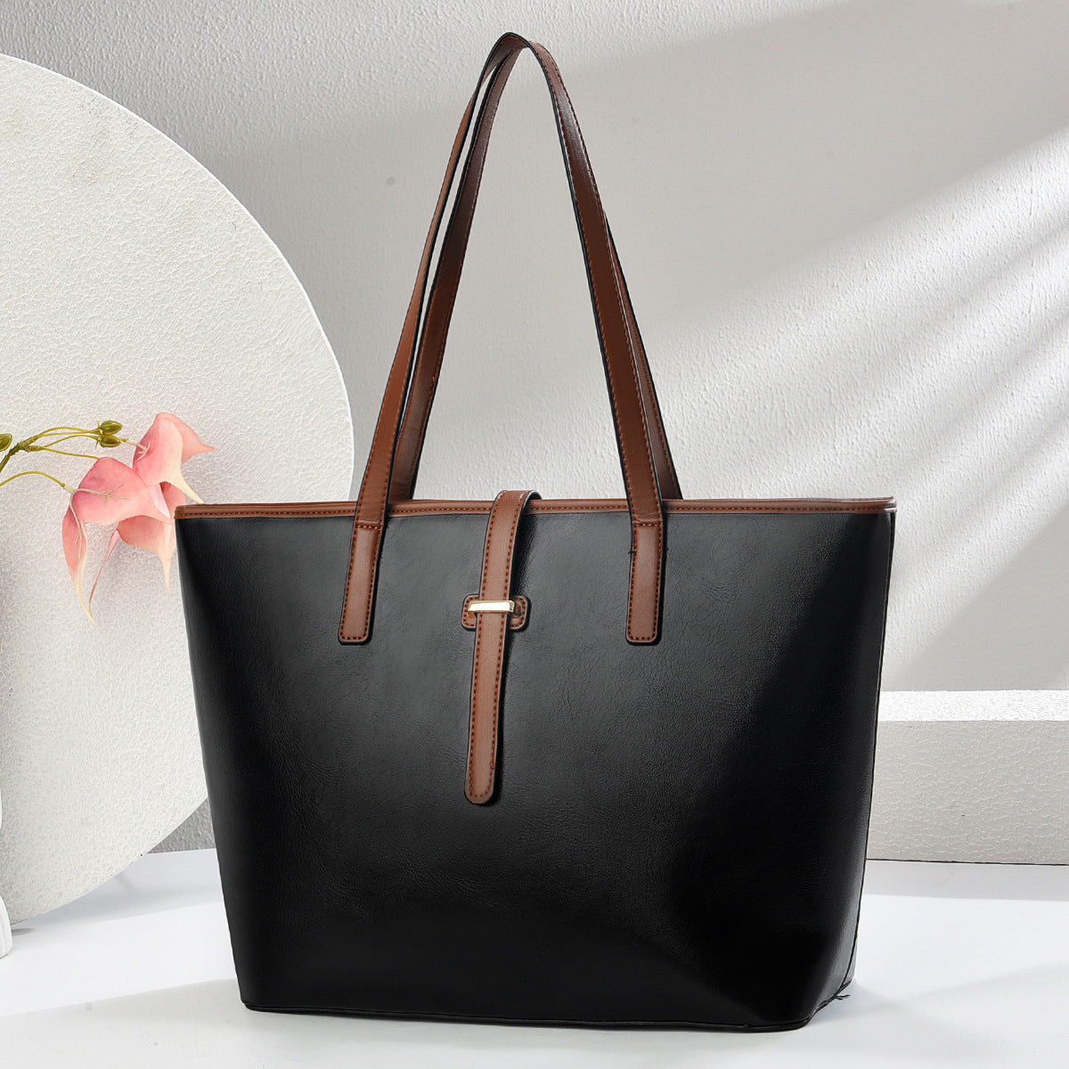 Minimalist PU Tote Bag with Shoulder Strap PremiumNest