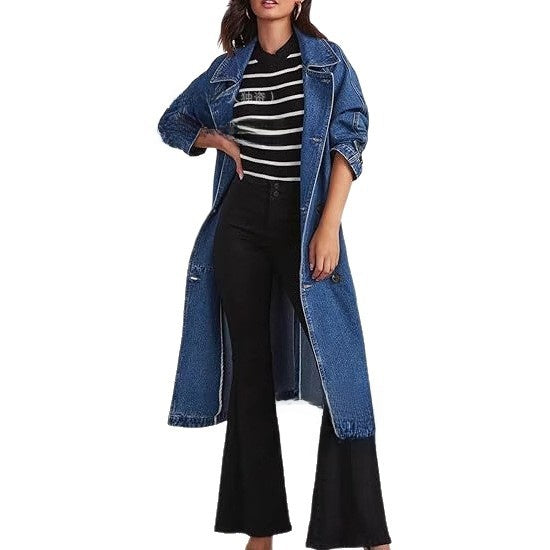 Women's long cardigan denim jacket PrimeNest