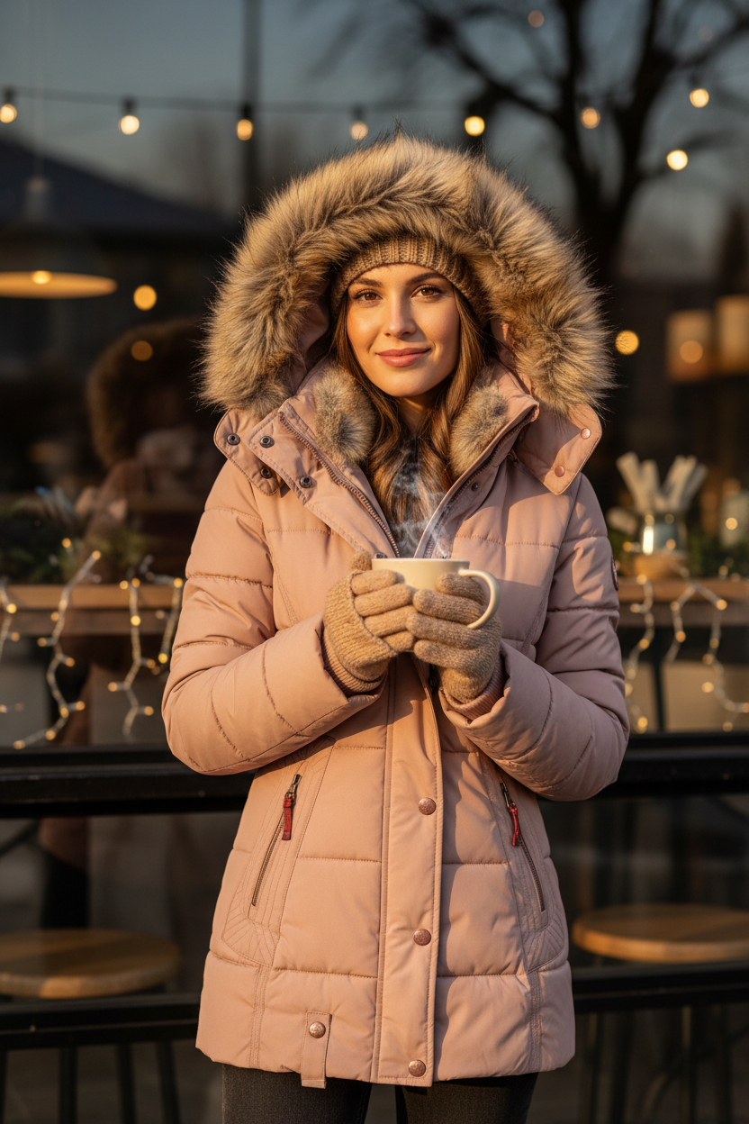 Apricot Fur Collar Coat UGC