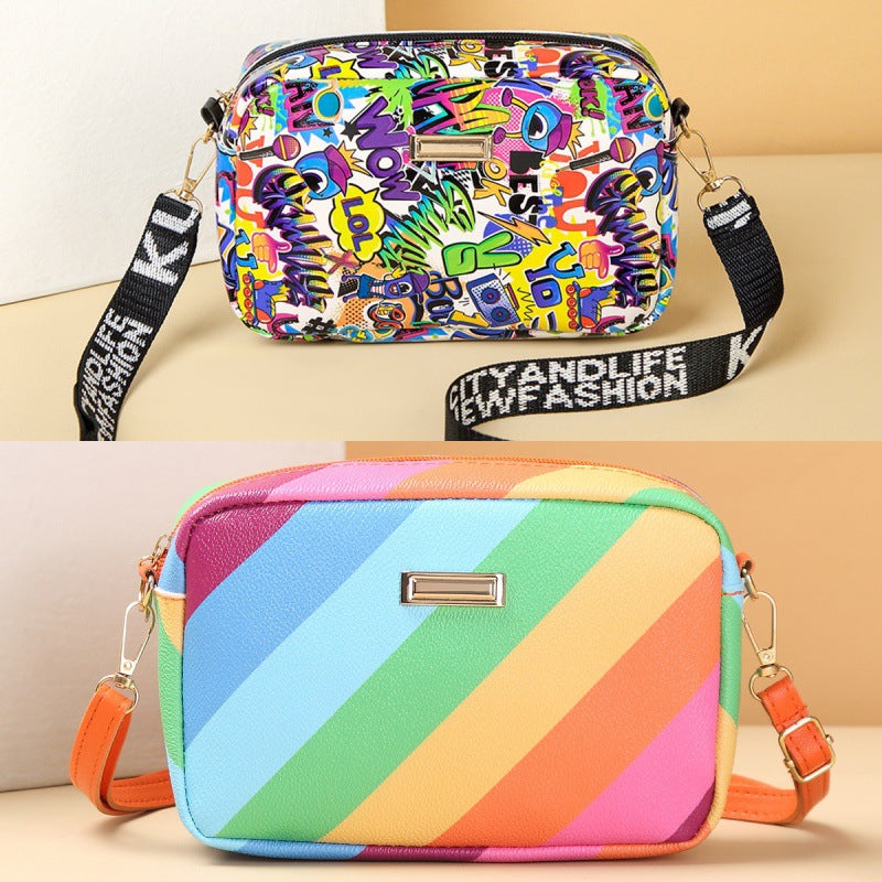 Retro Rainbow Crossbody Camera Bag PremiumNest