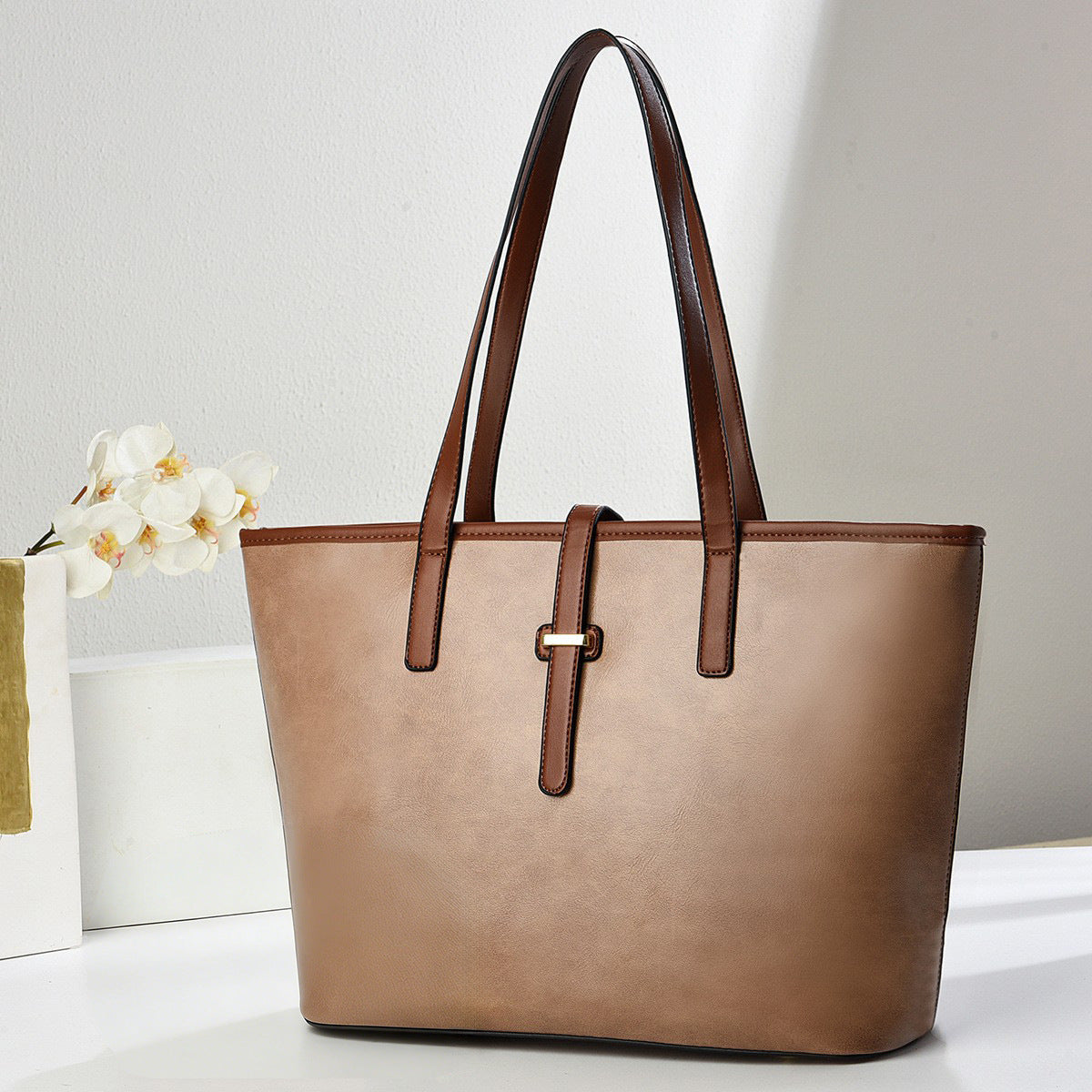 Minimalist PU Tote Bag with Shoulder Strap PremiumNest