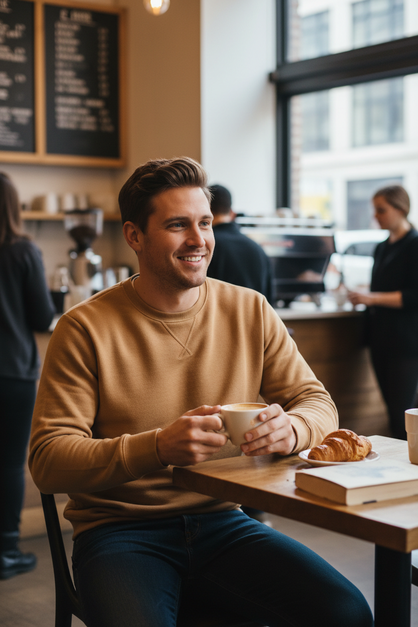 Coffee Shop Casual - Camel Sweatshirt