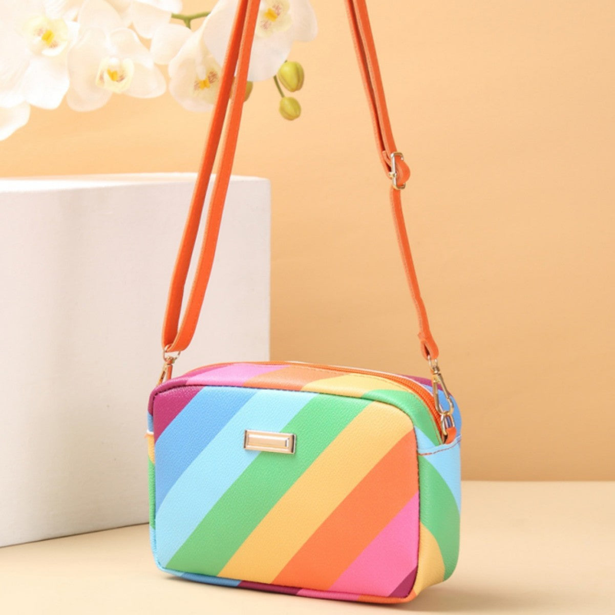 Retro Rainbow Crossbody Camera Bag PremiumNest