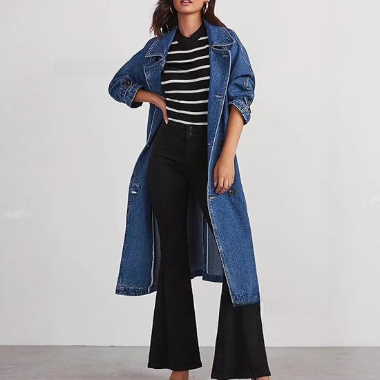 Women's long cardigan denim jacket PrimeNest