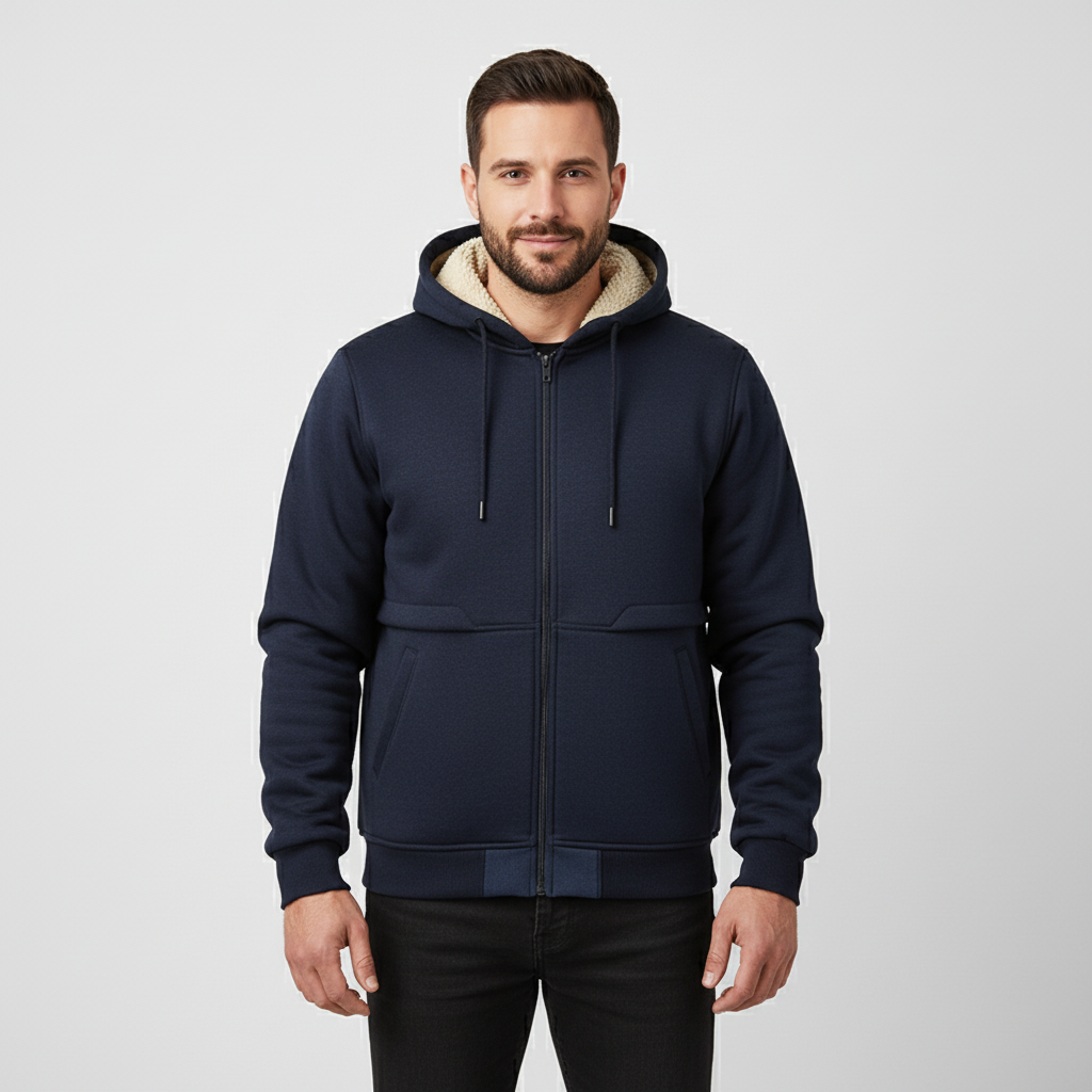 Navy Blue Sherpa Jacket