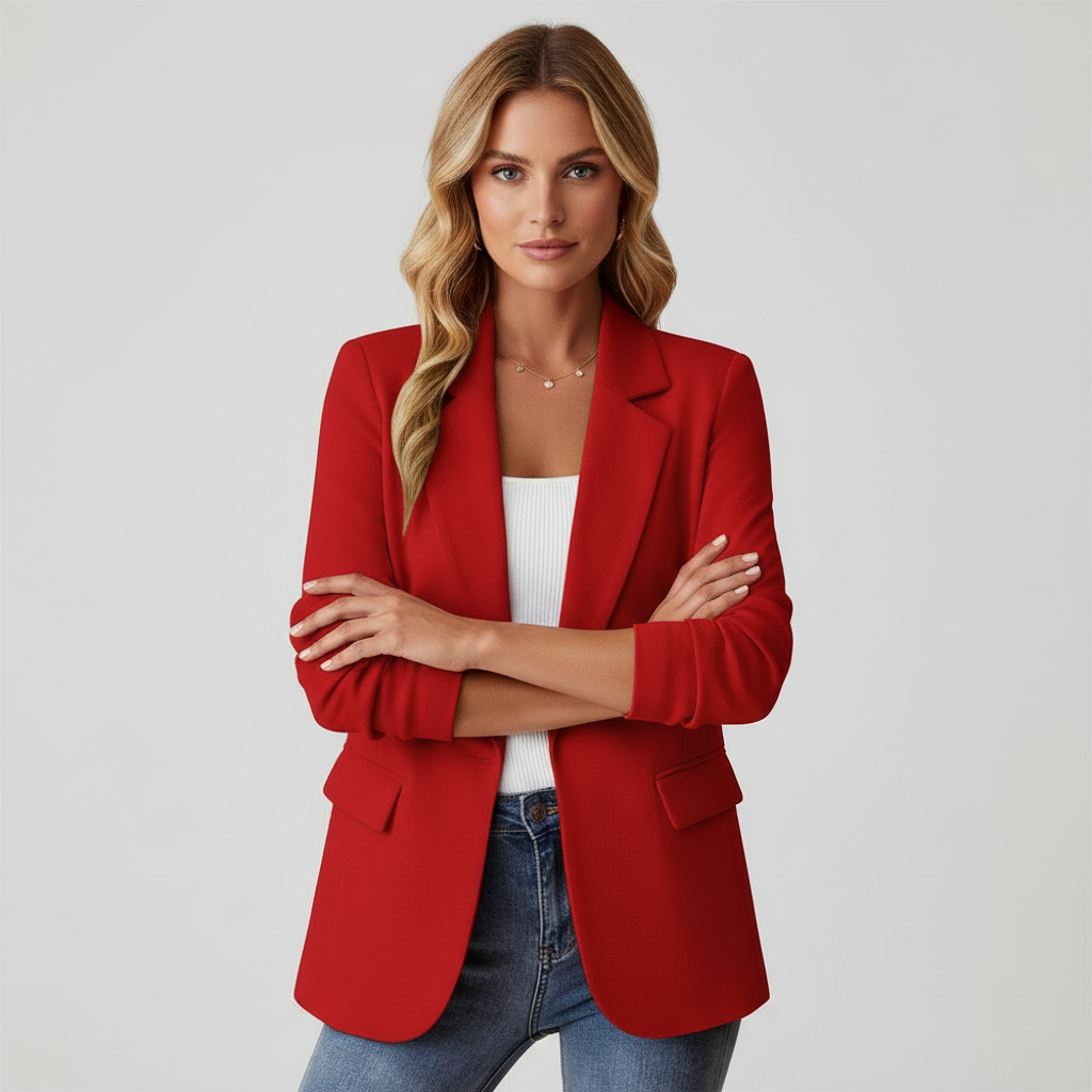 Red V-Neck Blazer