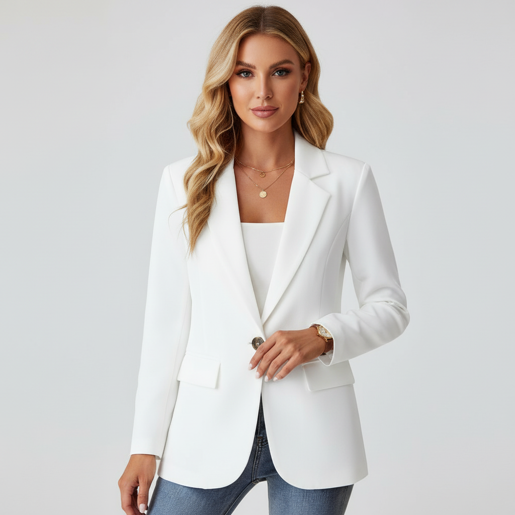 White V-Neck Blazer
