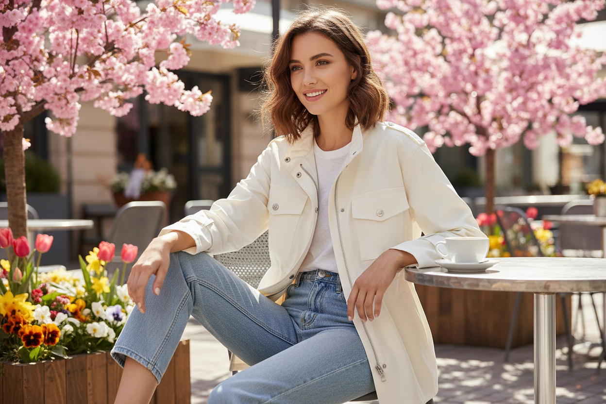 White Windbreaker Model